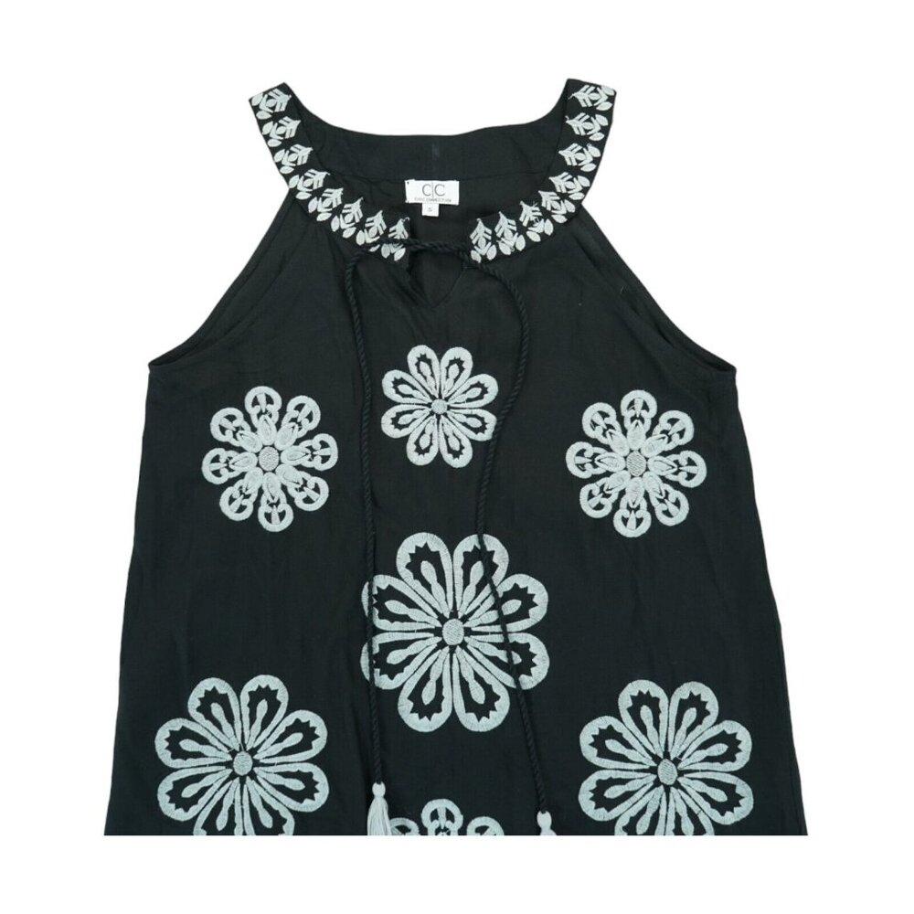 Chic Connection Women's Midi Black Dress with Gray Embrodery Size Small - Picture 3 of 4